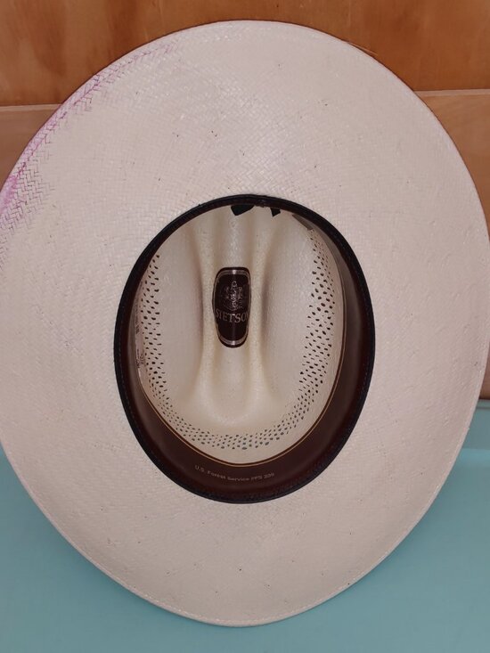 Stetson Straw Cowboy Hat Size 6 3/4 Cattleman Crease Vented Crown main image 5